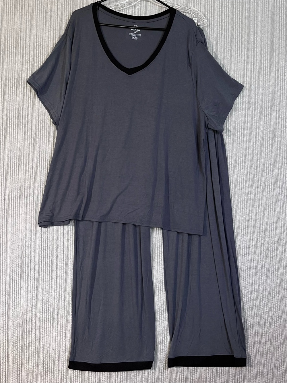 Fruit of the Loom Breathable 2PC Pajama Set Gray Womens Plus Sz 3X Sleepwear
